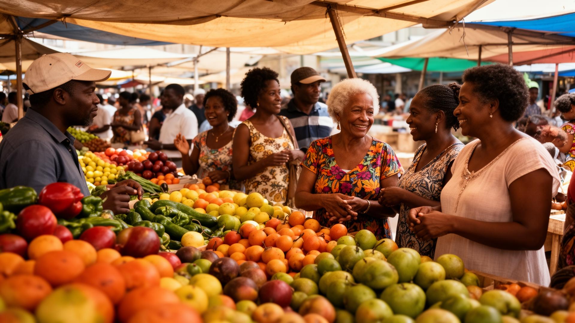 Caribbean community gathering at market